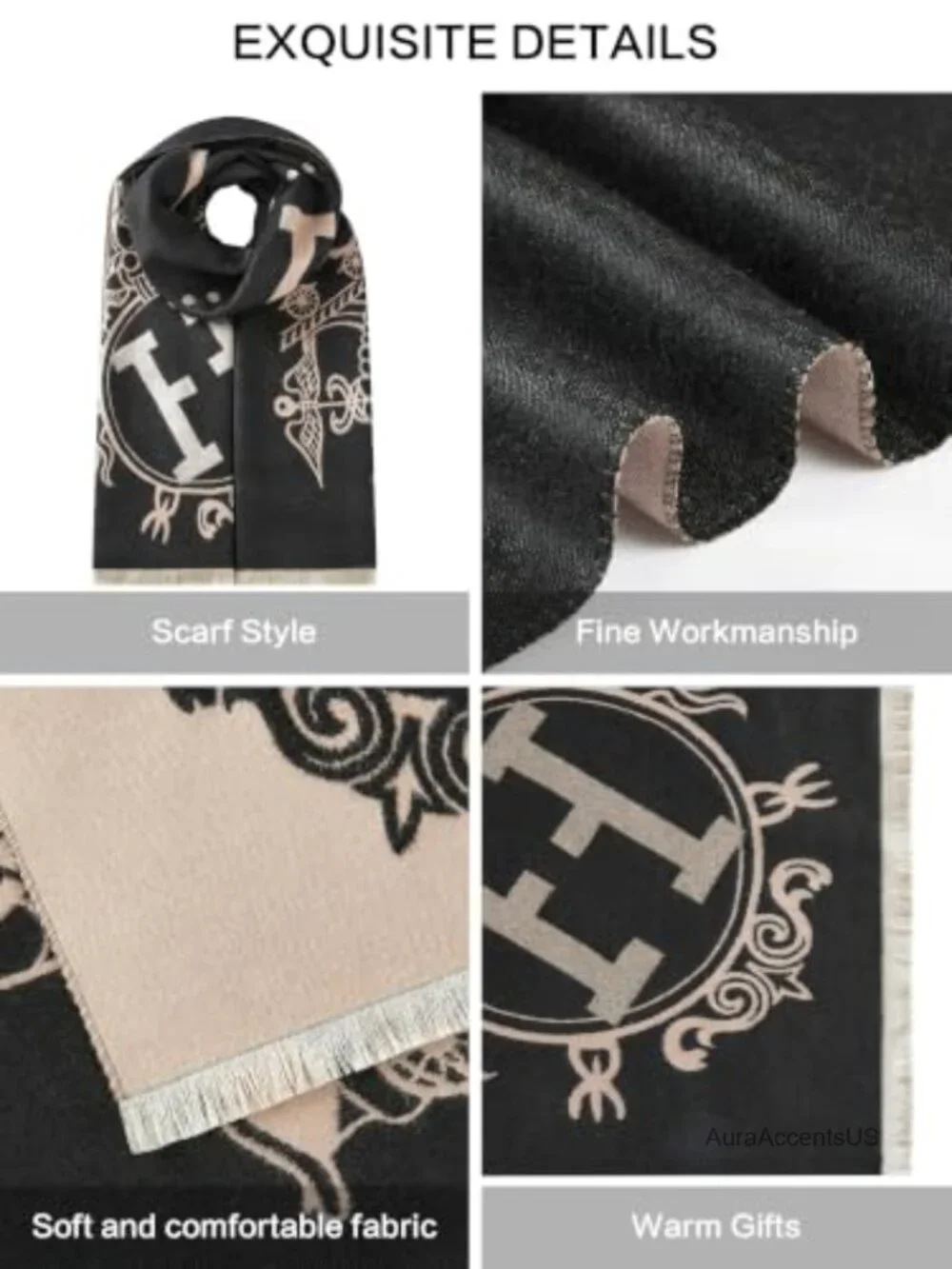 Reversible Pashmina Shawl Wrap for Women - Soft Acrylic Scarf, All-Season, One